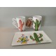 Tazas de cactus con bandeja a juego