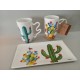 Tazas de cactus con bandeja a juego