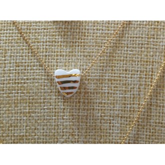 COLLAR CORAZON BLANCO Y ORO