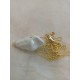 COLLAR CARACOLA BLANCA Y ORO. cadena de plata bañada en oro.